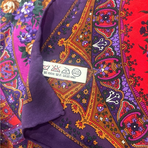 Dior Silk Vintage Purple and Red Floral Scarf - Picture 5 of 8